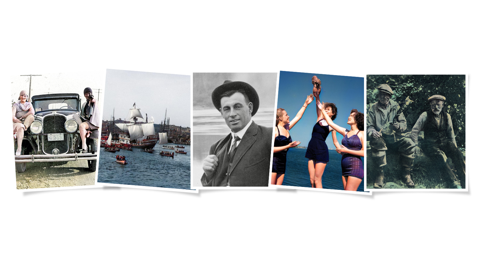 A collage of five historical photographs from Backyard History